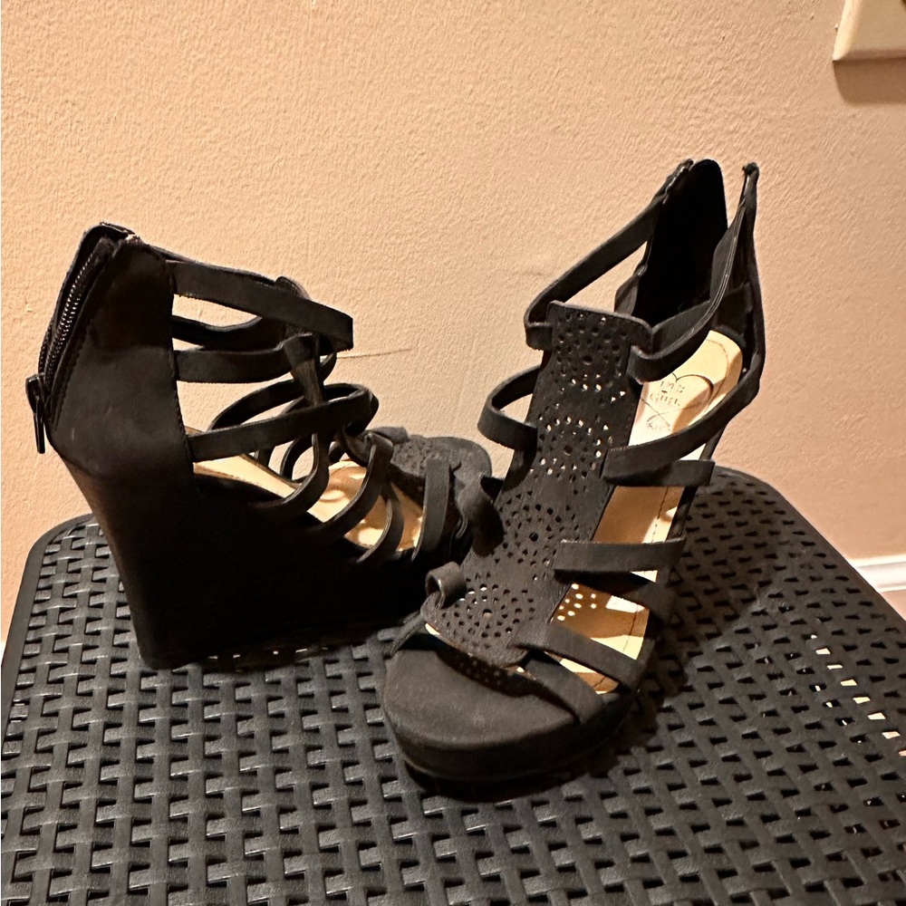 Black Velvet Wedge heels Size 6